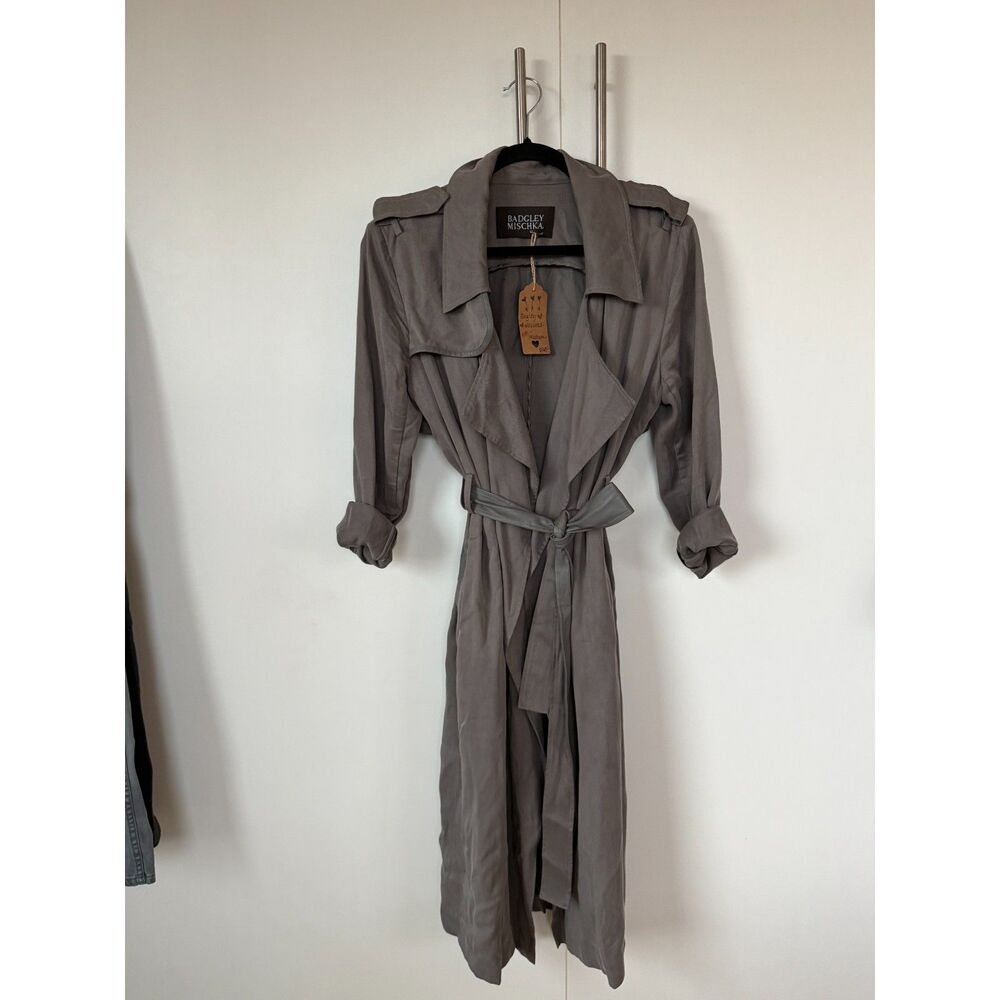 BADGLEY MISCHKA - Grey Tencel Trenchcoat - M